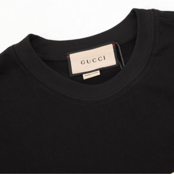 Like New Men Size Medium Gucci Logo Embroidered Oversized Tee 100% Cotton Black - Picture 5 of 13